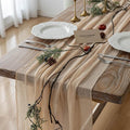 10Pcs Deep Beige Cheesecloth Table Runner 120 Inches by KEKETOARRANGE