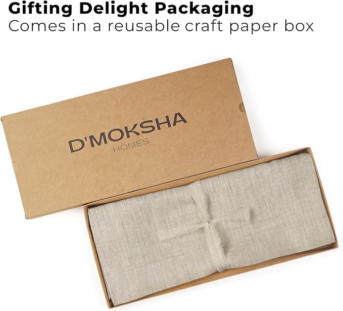 Classic Linen™ by D'Moksha Natural Table Runner 120 Inches Long, 100% Pure Linen - Image 4