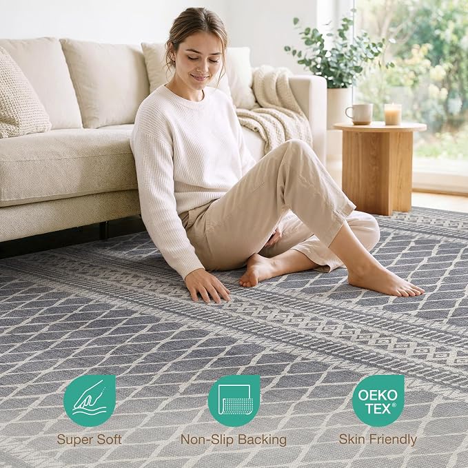 cotiled 5x7 Area Rugs Living Room Rug: Washable Boho Rugs - Image 2