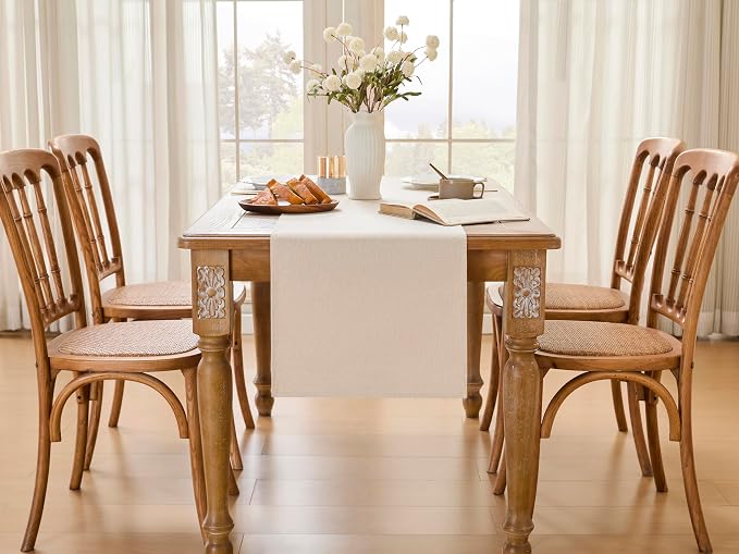 YATOJUZI Cream Table Runner Seasonal Fall Summer Kitchen Dining Coffee Table - Image 4