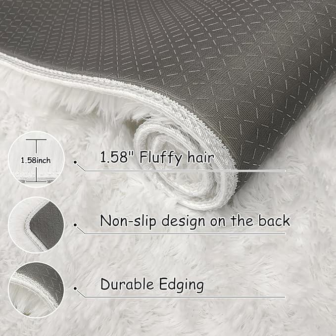 3x10 Feet White Soft Shag Runner Rug - Image 5
