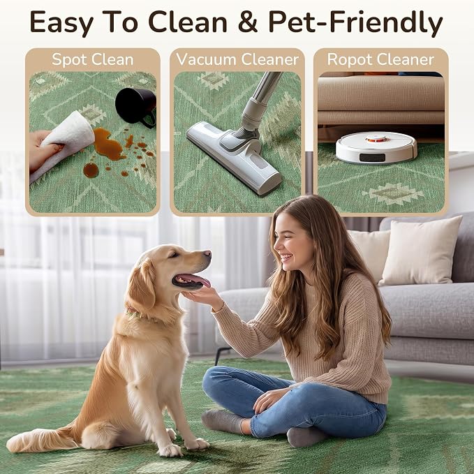 BESTSWEETIE Area Rug 5x7 Rug Machine Washable Rug Non-Slip Low Pile Print - Image 2