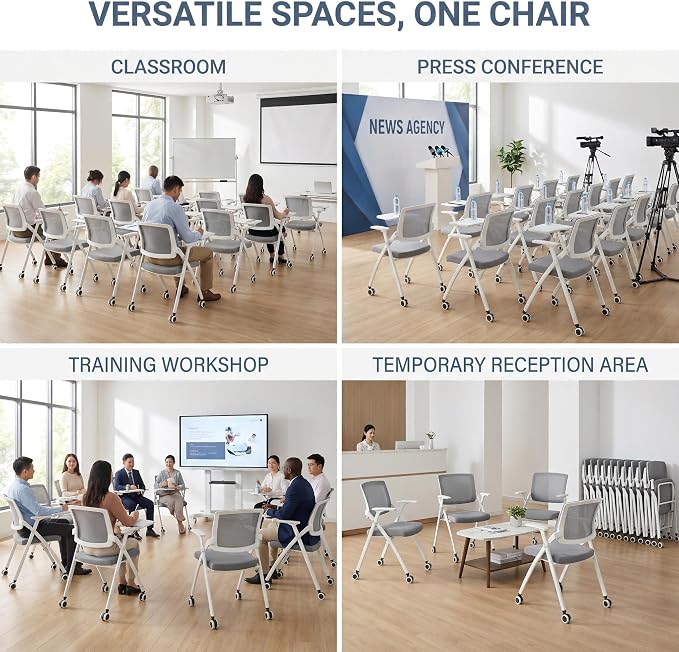 4 Pack Foldable Office Training Chairs - Image 3