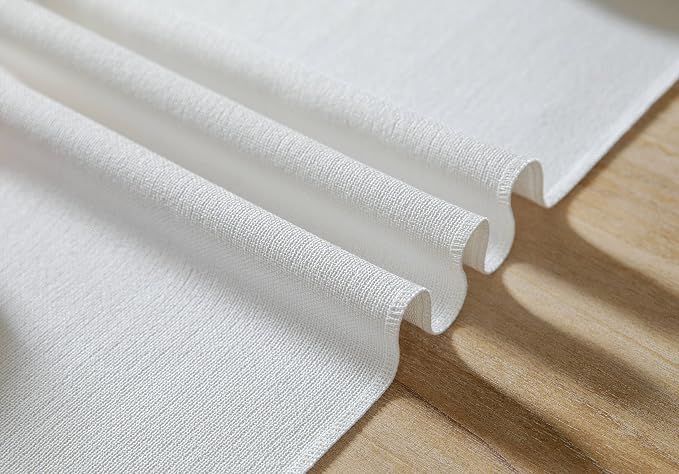 White Table Runners 60 Inches Long, Burlap Linen Style Rustic Farmhouse Table - Image 6