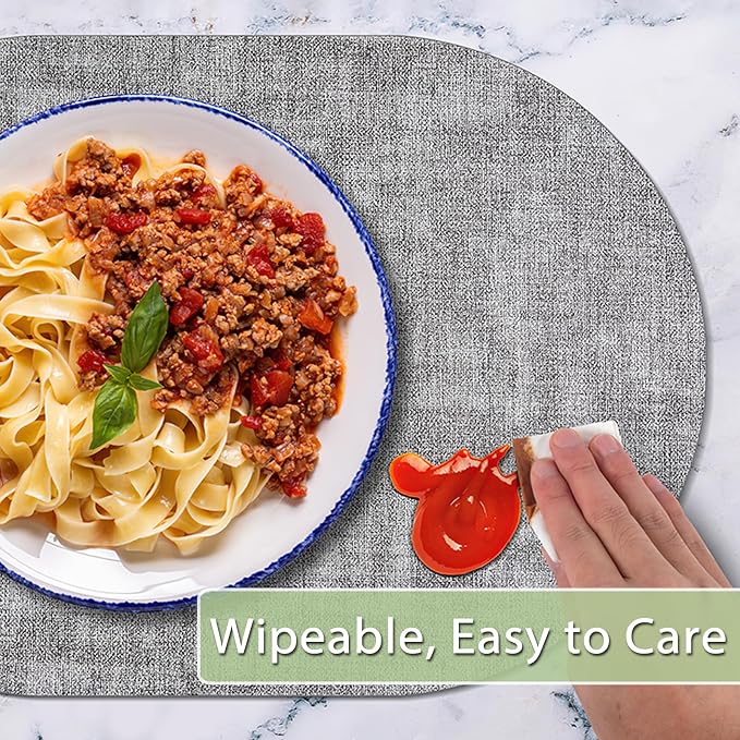 Placemats Set of 12 Washable, Heat Resistant Table Placemats Wipeable Faux - Image 7