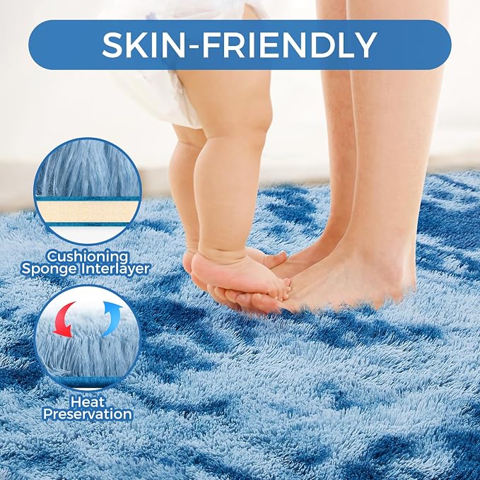 Ultra Soft Rug for Living Room, 9X12 Fluffy Shag Area Rug for Bedroom, Modern - Image 5