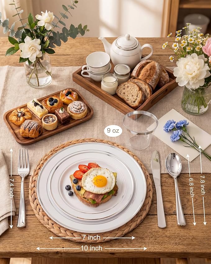 bUCLA 150-Piece Silver Disposable Dinnerware Set - Image 2