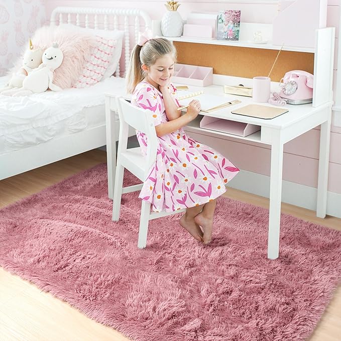 Amdrebio Blush Pink Kids Area Rugs - Image 3