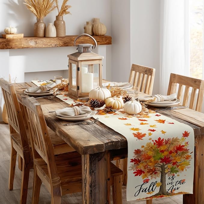 Fall Table Runner 13 x 90 Inch, Maple Leaves Autumn Farmhouse Decor - Image 7