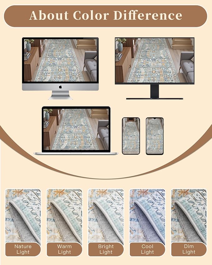Madane Runner Rug 2'6''x8' Kitchen Runner, Hallway Runner Printed Vintage - Image 13