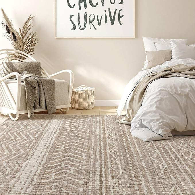 Nakagishi Area Rug 6x9 Living Room: Washable Boho Large Neutral Soft Farmhouse - Image 6