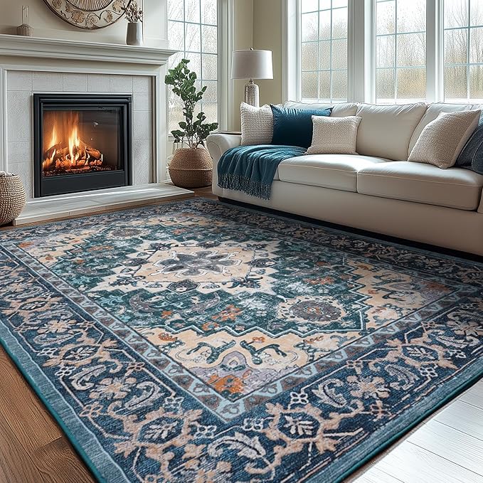 Lessymo Area Rug 5x7, Machine Washable Area Rugs, Super Soft Faux-Wool Area Rugs - Image 8