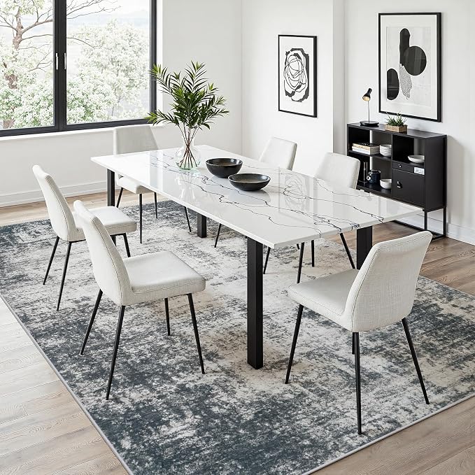 Area Rug 6x9 Living Room Rug Washable: No-Slip Abstract Soft Thin Large Deep - Image 5