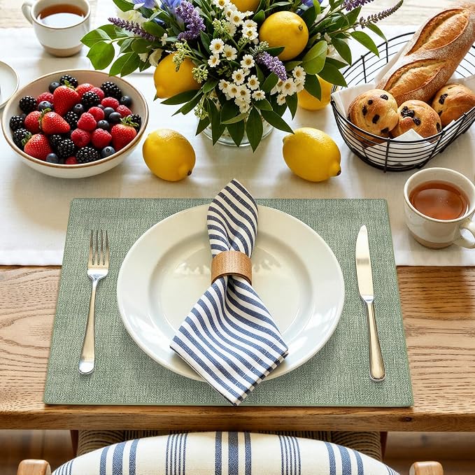 Faux Leather Heat Resistant Placemats 4 Packs, Waterproof Wipeable Dining PU - Image 8