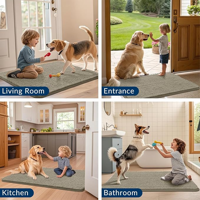 Smiry Dog Door Mat for Muddy Paws 36x24, Absorbent Dirt Trapper, Non-Slip - Image 7