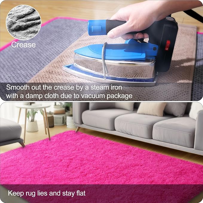 qulint 2x3 Rug for Bedroom, Cozy Fluffy Area Rugs for Living Room Soft Shag Hot - Image 8