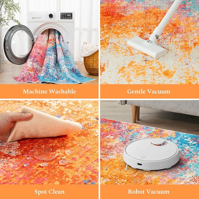 Rugflix Round Area Rugs 4Ft for Living Room, Washable Circle Rug - Image 4