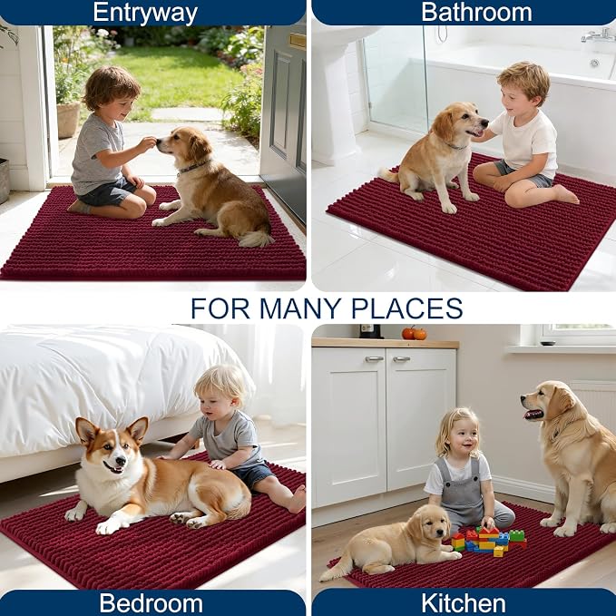 OLANLY Dog Door Mat for Muddy Paws 24x16, Ultra Absorbent Chenille Mud Doormat - Image 8
