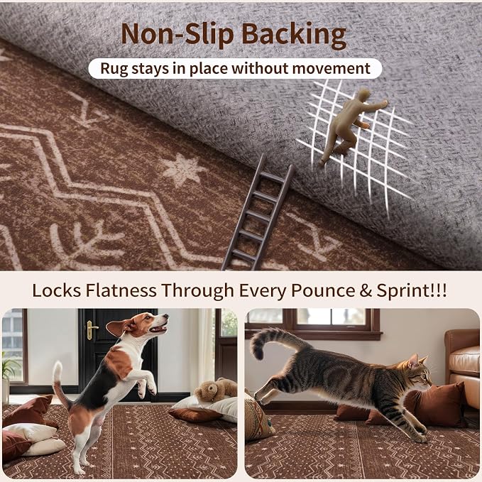 SERISSA 2x4 Rugs for Entryway, Washable Non-Slip Coffee Brown Small Runner Rug - Image 5