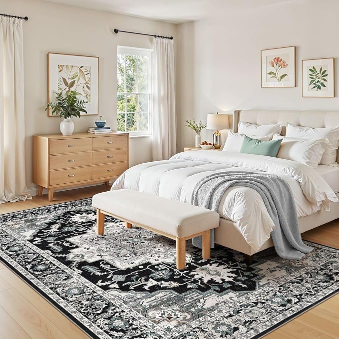 8x10 Area Rugs Living Room: Washable Vintage Rug Large Non-Slip Stain Resistant - Image 8