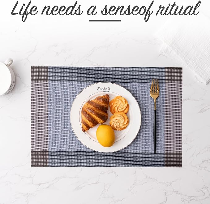 Placemats Set of 6 Washable Indoor | Outdoor Vinyl Place Mats - Image 4