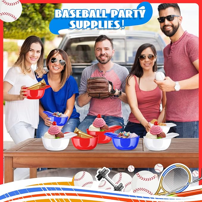 Ice Cream Dessert Baseball Cap Bowls Baseball Helmet Snack Bowl 8 oz Mini Party - Image 3