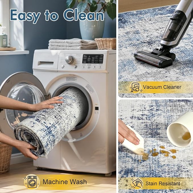 2x6 Ft Washable Runner Rug, Non-Slip Low Pile Hallway Kitchen Area Rug - Image 9