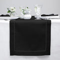Solino Home 100% Linen Table Runner Black, Classic Hemstitch 14 x 120 in | by SolinoHome