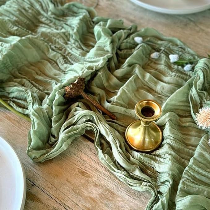 12Pack Sage Green Cheese Cloth Table Runner 20x120 inch Gauze Table Runner | - Image 3