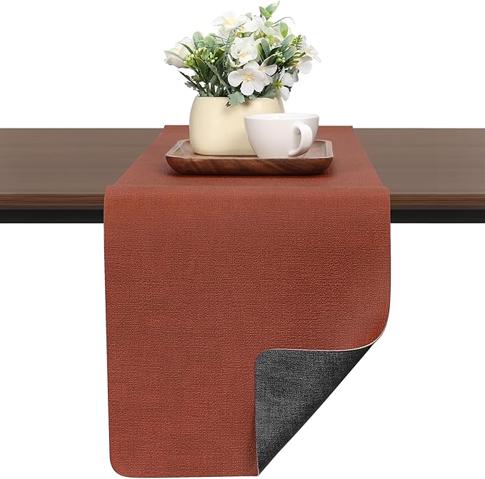 Table Runners 55 Inch Long, Dual-Sided Faux Leather Table Runner | Waterproof by Chitomars