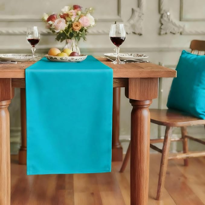 FOLINS&HOME Teal Waterproof Decorative Table Runner 72 Inches Long | 210GSM by FOLINSHOME