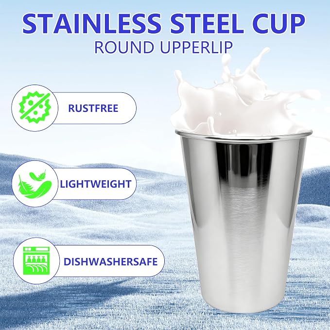 20oz 50PCS Stainless Steel Pint Cups, Reusable metal Cups, Drinking | Pint - Image 4