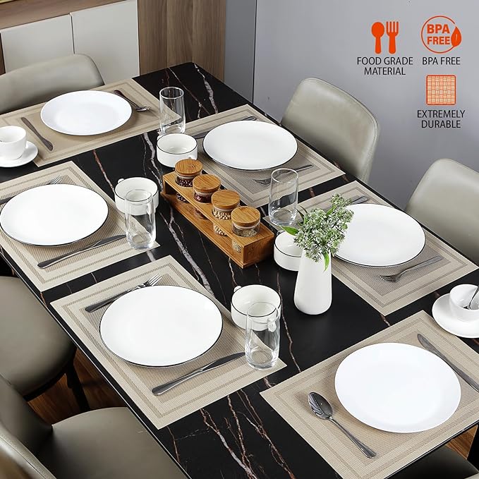 Placemats Set of 4, Vinyl PVC Heat Resistant Washable Placemats Set, Non Slip - Image 6