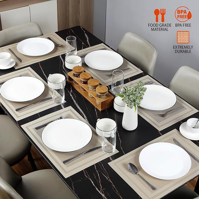 Placemats Set of 6, Vinyl PVC Heat Resistant Washable Placemats Set, Non Slip - Image 6