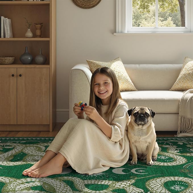 DCX Washable 5x7 Snake Rug, Soft Low Pile Carpet, Kid & Pet Friendly - Image 4