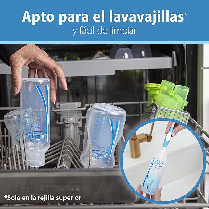 Dr. Brown's Natural Flow Anti-Colic Options+ Special Edition Blue Baby Bottle Gift Set with Soft Sippy Spout Transition Cup, Flexees Teether, Bottle Cleaning Brush and Travel Caps