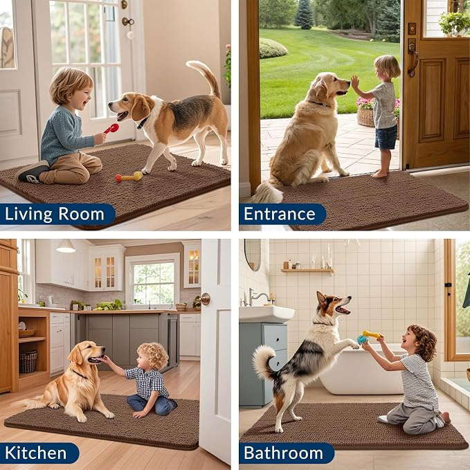 Smiry Dog Door Mat for Muddy Paws 71x46, Absorbent Dirt Trapper, Non-Slip - Image 7