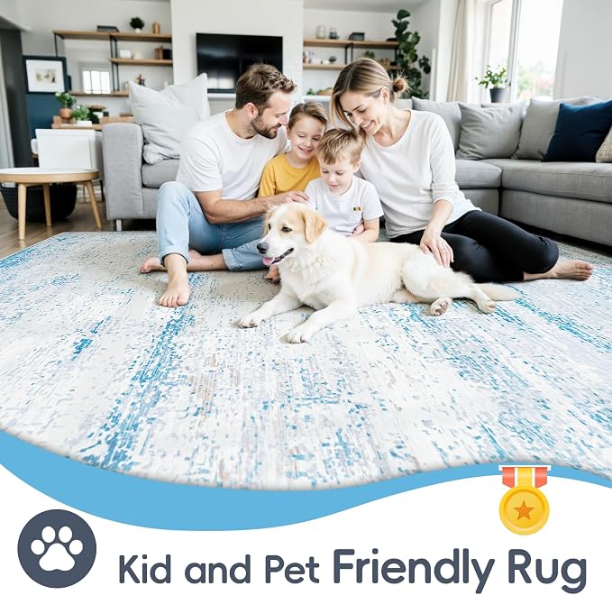 5x7 Area Rugs Washable Rug:Anti-Skid Abstract Modern Living Room Rug Soft Thin - Image 4