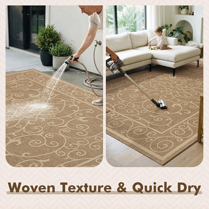 MontVoo-Outdoor Rug-Patio Rug 5x7 ft Polypropylene Indoor Outdoor Rugs Outdoor - Image 4