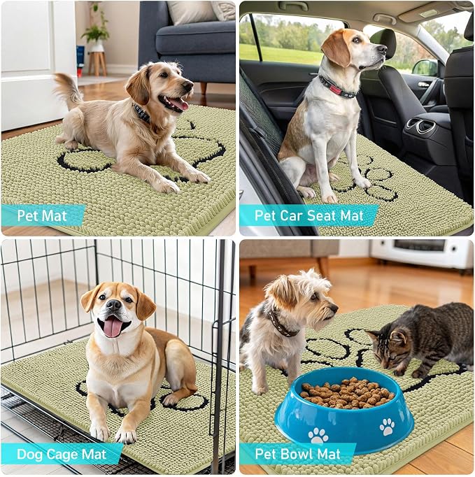 OLANLY Dog Door Mat for Muddy Paws 36x24, Paw Print Design, Absorbs Moisture - Image 7