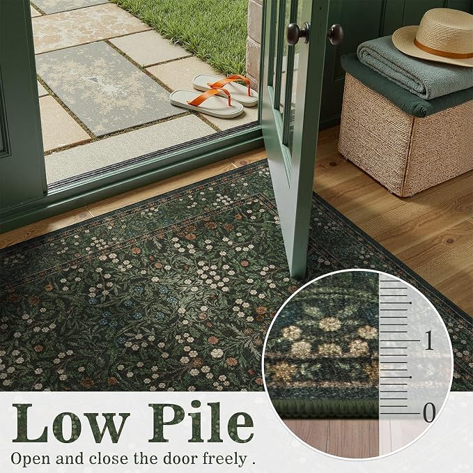 DCX Green Area Rug 9x12, Machine Washable Non Slip Stain Resistant Soft Vintage - Image 7