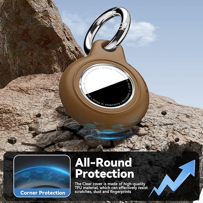 Upgrade Waterproof 4 Pack Airtags Holder with Apple Airtags Keychain, Hard PC Air Tag Case, Anti-Scratch & Shock Air tag Holder, Men's Women's Keyrings & Keychains - Black+White+Grey+Rose Red