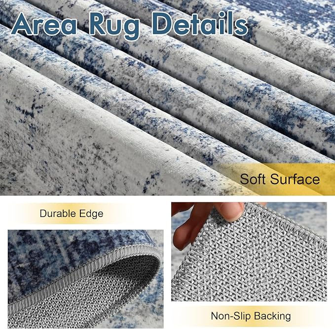 4x6 Ft Area Rugs for Living Room, Soft Non-Slip Washable Rugs Modern Abstract - Image 6