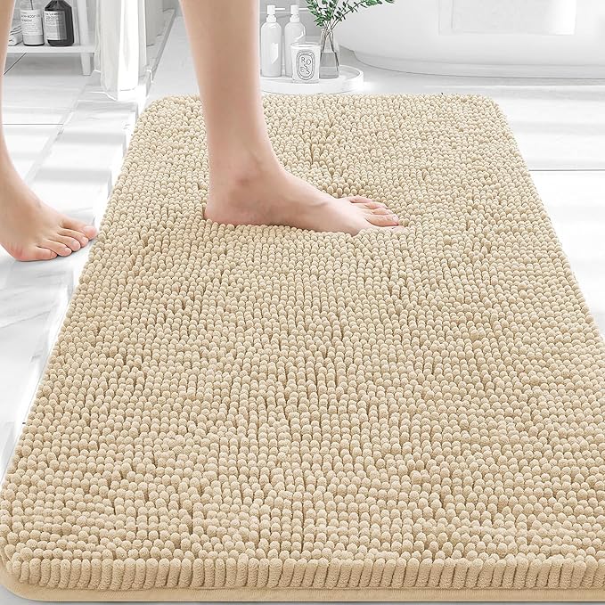 OLANLY Bathroom Rugs 32x20, Extra Soft Absorbent Chenille Bath Rugs, Rubber by OLANLY