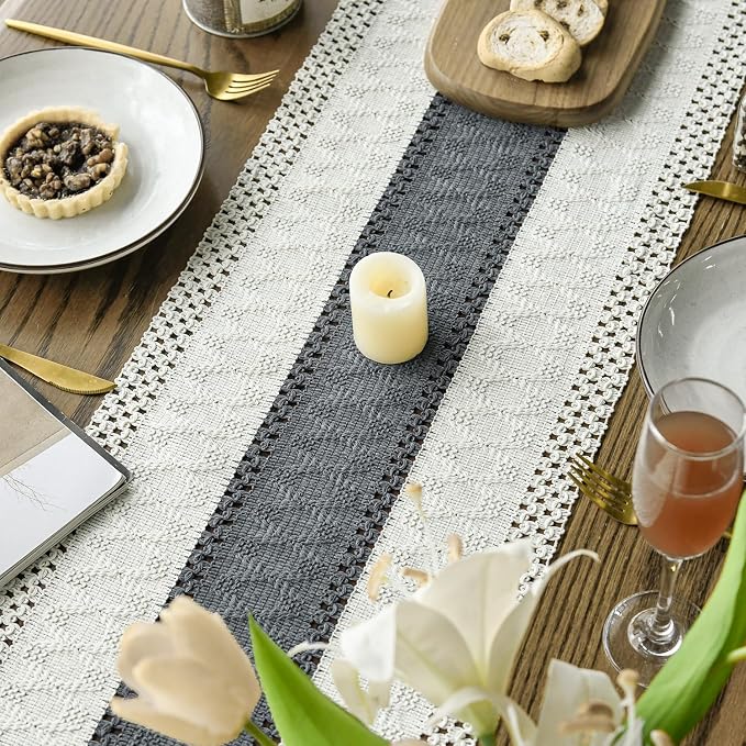 Artoid Mode Dark Grey Farmhouse Rustic Table Runner 12x90 Inch | Seasonal - Image 4