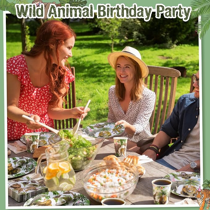 Pickmesh 250 Pcs Jungle Birthday Party Supplies Decorations Serve 50 Safari - Image 4