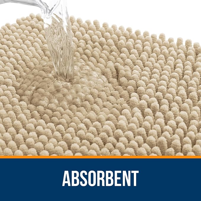 OLANLY Bathroom Rugs 35x24, Extra Soft Absorbent Chenille Bath Rugs, Rubber - Image 4
