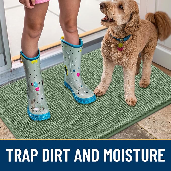 Smiry Dog Door Mat for Muddy Paws 59x35, Absorbent Dirt Trapper, Non-Slip - Image 3