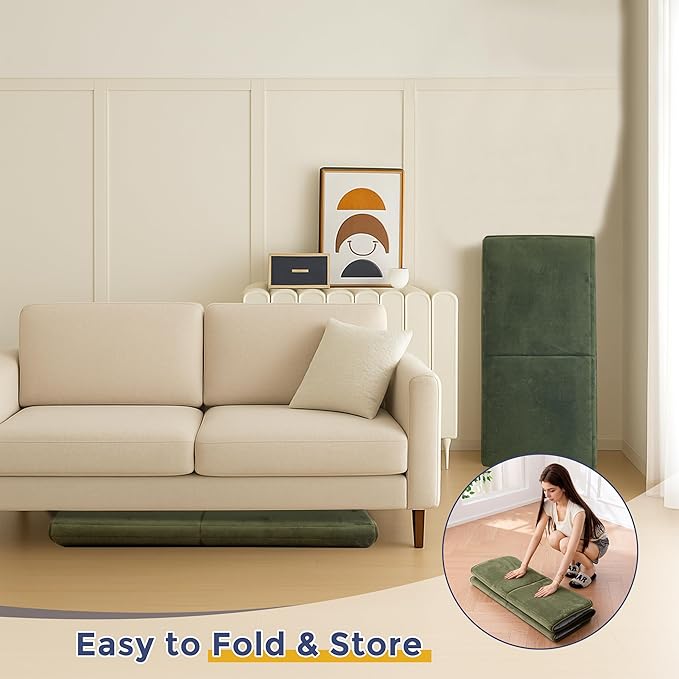 MAXYOYO 1.2" Thick Baby Play Mat for Floor, 36"x60" Foldable Playpen Mat, Tummy Time Foam Mats Ultra Soft Support, Padded Carpet with Non-Slip Backing for Infant,Kids and Toddler Crawling, Green