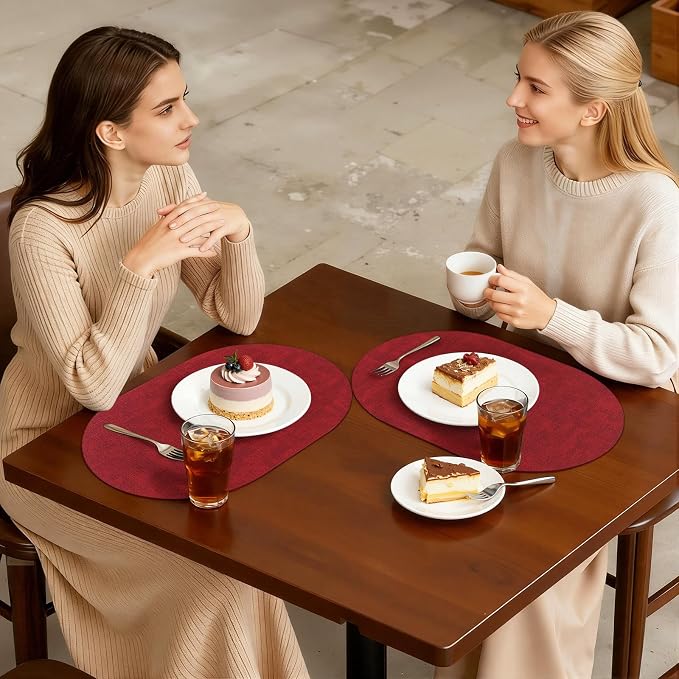 Placemats Set of 4, 11.8 x 17 Inch, Waterproof Wipeable Reversible PU Placemat - Image 7